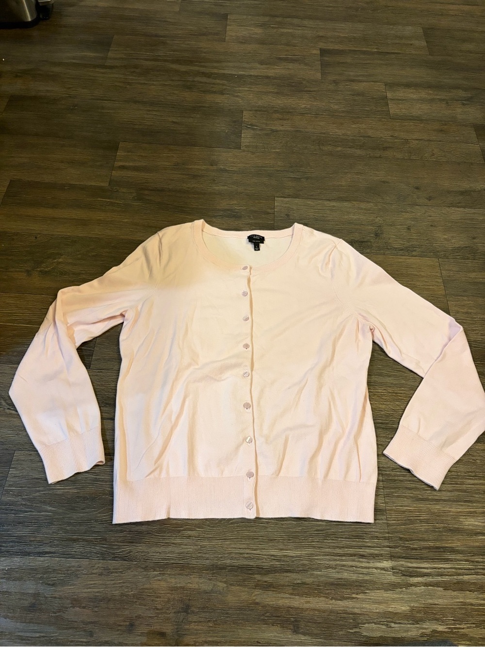 Talbots Women’s Pale Pink Cottagecore Schoolgirl Pima Cotton Cardigan Size Large - Picture 2 of 7